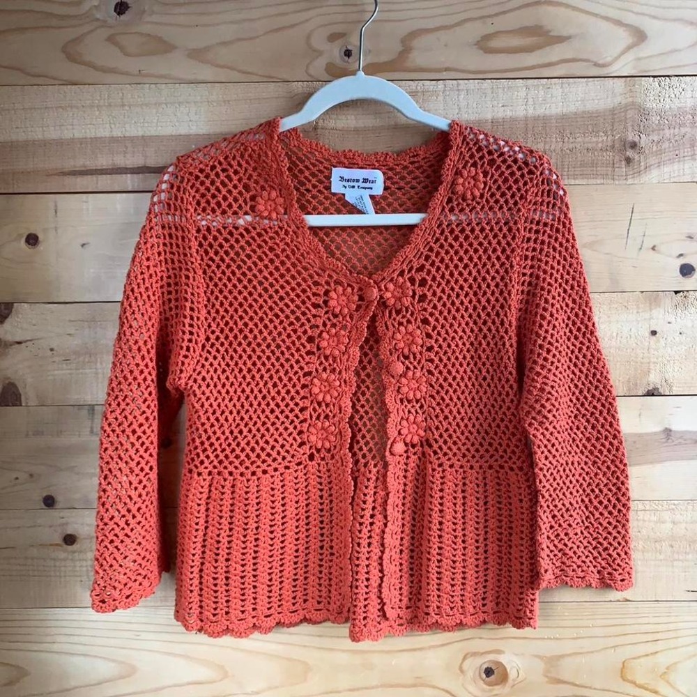 Bestow Wear Fishnet Crochet Cardigan L Top Fairycore Cottagecore Boho Festival